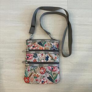 LeSportsac Floral Multicolor Crossbody Bag Triple Zipper Travel Bag